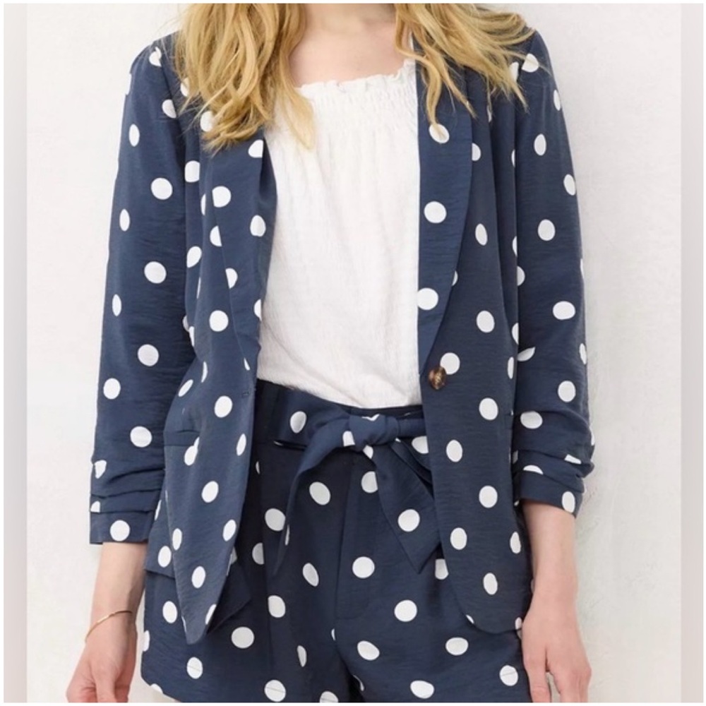 LC Lauren Conrad‎ Blue Polka Dot Blazer